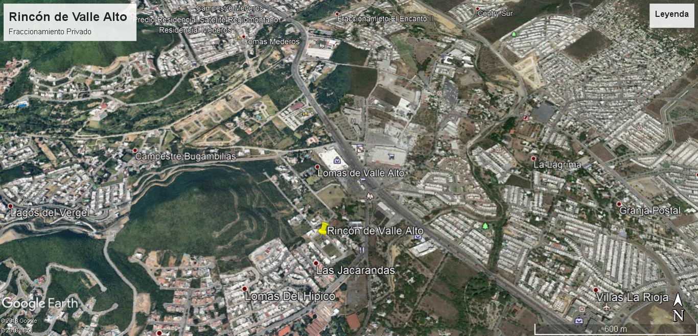 Rincón de Valle Alto, Imagen Google Earth – Lagos del Vergel hasta Villas La Rioja, Dic. 12, ’19